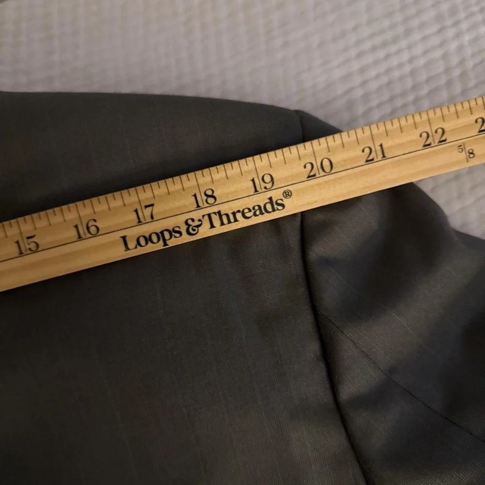 Andre‎ Vachon Suit Jacket Mens 46 Gray Pinstripe Wool Blend Double Breasted USA